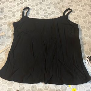 Small Black Textured Square Neckline Tank Top